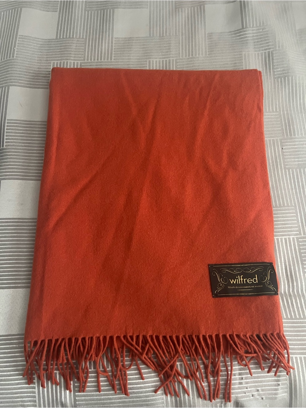 Aritzia Wilfred Burnt Orange Fringe Wool Scarf